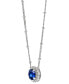 ფოტო #3 პროდუქტის Lab-Grown Sapphire (1-5/8 ct. t.w.) & Lab-Grown White Sapphire (1/6 ct. t.w.) Halo Pendant Necklace in Sterling Silver, 16" + 2" extender