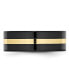 Ceramic Flat Black with 14k Gold Inlay Polished Band Ring