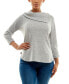 Women's 3/4 Sleeve Zippered Collar Top with Rib Sleeves