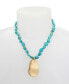 ფოტო #3 პროდუქტის Turquoise Beaded Petal Pendant Necklace
