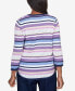 ფოტო #2 პროდუქტის Petite Lavender Fields Blocked Stripe Shirttail Necklace Sweater