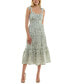 Juniors' Tie-Strap Tiered Fit & Flare Midi Dress White green, L - фото #4