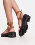 Фото #2 товара ASOS DESIGN Forrest leather strappy chunky flat sandals in tan