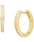 Фото #3 товара Gold-Tone Pavé & Multicolor Mixed Stone Circle Charm Hoop Earrings