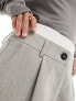 4th & Reckless Petite exclusive tailored boxer waist detail wide leg trousers in grey 34 - фото #5