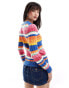 Polo Ralph Lauren cable knit stripe jumper with logo in multi