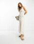 Фото #4 товара ASOS DESIGN linen v neck maxi slip sundress in natural