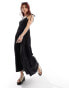 Фото #2 товара COLLUSION double cloth shirred tiered cami maxi sun dress in washed black