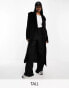 4th & Reckless Tall formal longline wool look coat in black