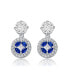 ფოტო #3 პროდუქტის Sterling Silver White Gold Plated Blue Marquise with Clear Princess and Round Cubic Zirconia Accent Drop Earrings