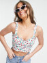 Фото #1 товара Miss Selfridge tie front lace trim bralet in strawberry print