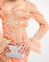 Фото #6 товара ASOS DESIGN flared sleeve embellished sequin ruffle mini dress in apricot