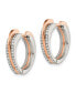 ფოტო #2 პროდუქტის Stainless Steel Rose plated Crystal Heart Hinged Hoop Earrings