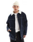 Фото #1 товара Wrangler Casey Jones workwear borg sherpa lined denim worker jacket in dark wash