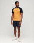 Superdry Cotton essential logo baseball t-shirt in ochre yellow marl/eclipse navy