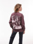 Фото #1 товара Topshop graphic archive long sleeve skater tee in plum