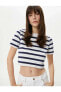 Фото #5 товара Футболка Koton Crop Stripe Navy 4SAK50013EK