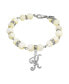 Silver Tone Cultured Mother of Pearl Crystal Initial Clasp Bracelet