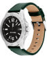 ფოტო #3 პროდუქტის Men's Quartz Green Leather Strap Watch 46mm