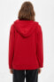 Фото #3 товара Толстовка defacto Женская Красная Обычная Regular Fit с капюшоном, без кармана, с длинным рукавом R4740AZ20AU