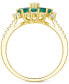 ფოტო #3 პროდუქტის Lab-Grown Emerald (7/8 ct. t.w.) & Lab-Grown White Sapphire (1/8 ct. t.w.) Flower Ring in 14k Gold-Plated Sterling Silver (Also in Additional Gemstones)