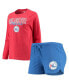 ფოტო #2 პროდუქტის Women's Heathered Royal, Heathered Red Philadelphia 76ers Raglan Long Sleeve T-shirt and Shorts Sleep Set