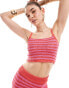 Фото #2 товара Style Cheat crochet cami top in pink stripe co-ord