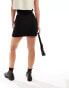 & Other Stories belted high waist mini skirt with pockets in black