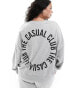 Фото #6 товара Pieces Curve 'the casual club' slogan sweatshirt co-ord in grey