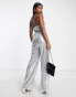 Фото #6 товара Extro & Vert cami wide leg jumpsuit in silver sequin