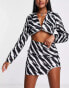 I Saw It First mini skirt with embellishment trim co-ord in zebra