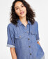 ფოტო #3 პროდუქტის Women's Cotton Short-Sleeve Camp Shirt