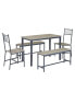 Фото #6 товара Rustic Gray Dining Table Set, 5-Piece, Industrial Style