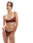 ASOS DESIGN contrast binding hidden underwire crop bikini in brown