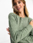 Vero Moda round neck knitted jumper in sage melange