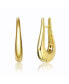 14k Yellow Gold Plated Oblong Oval Raindrop Hoop Earrings