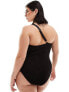 Southbeach curve textured one shoulder swimsuit with hardwear detail UK 18 - фото #7