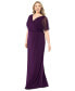 Plus Size Draped-Back Flutter-Sleeve Gown