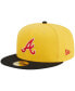 ფოტო #4 პროდუქტის Men's Yellow, Black Atlanta Braves Grilled 59FIFTY Fitted Hat