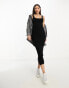 Фото #4 товара ASOS DESIGN Tall knitted square neck midi dress in black