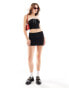 Bershka fold over waistband mini skirt in black