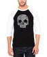 Men's Raglan Sleeves Flower Skull Baseball Word Art T-shirt