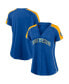 Фото #3 товара Women's Royal and Gold Milwaukee Brewers True Classic League Diva Pinstripe Raglan V-Neck T-shirt