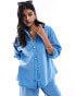 COLLUSION beach washed linen oversized shirt in blue co-ord