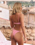 Фото #2 товара The Frolic X Lyds Butler Dania picot trim bow detail curved dipped bikini bottom in red gingham