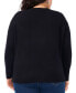 ფოტო #2 პროდუქტის Plus Size Ribbed-Front Crewneck Sweater