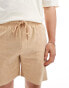 ASOS DESIGN slim towelling shorts in beige