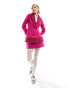 Labelrail x Dyspnea faux fur trim fitted blazer jacket co-ord in magenta