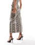 Фото #5 товара Miss Selfridge faux leather midi skirt co ord in snake print