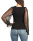 ფოტო #2 პროდუქტის Juniors' Mixed-Media Sheer Clip-Dot Sleeve Top